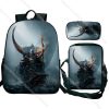 3pcs Set God of War Ragnarok Backpack Kratos Atreus Student Kid Back to School Bookbag Travel 1 - God Of War Merch