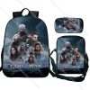 3pcs Set God of War Ragnarok Backpack Kratos Atreus Student Kid Back to School Bookbag Travel 4 - God Of War Merch