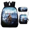 Game God of War Backpacks Women Anime Kratos Handbag 3 Pcs Set School Back Pack for 2 - God Of War Merch