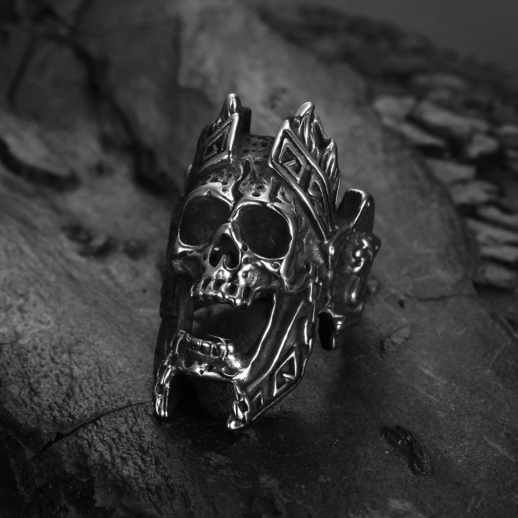 Rock Unique Gods of War Ares Skull Rings Punk Rock Warrior 316L Stainless Steel Ring Mens 1 - God Of War Merch