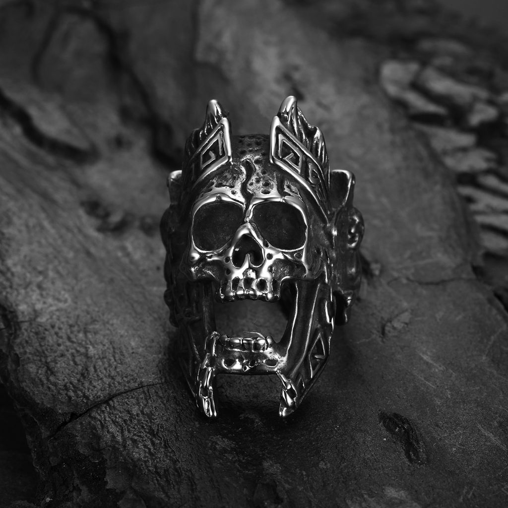 Rock Unique Gods of War Ares Skull Rings Punk Rock Warrior 316L Stainless Steel Ring Mens 2 - God Of War Merch