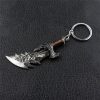 ZRM Fashion God Of War 4 Keychain Kratos Axe Demon Knife Weapons Model Key Chain Chaveiro 4 - God Of War Merch