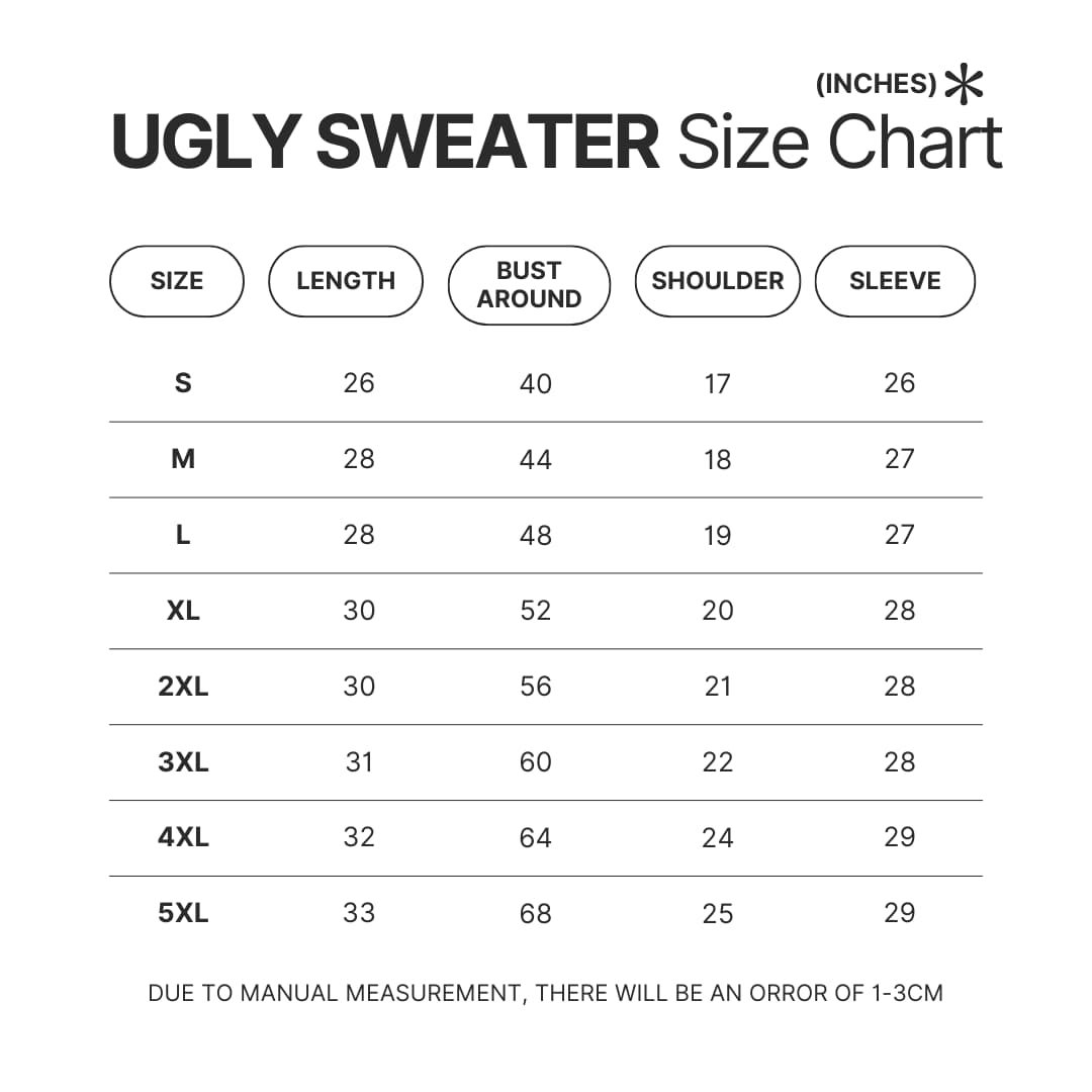 Ugly Sweater Size Chart - God Of War Merch