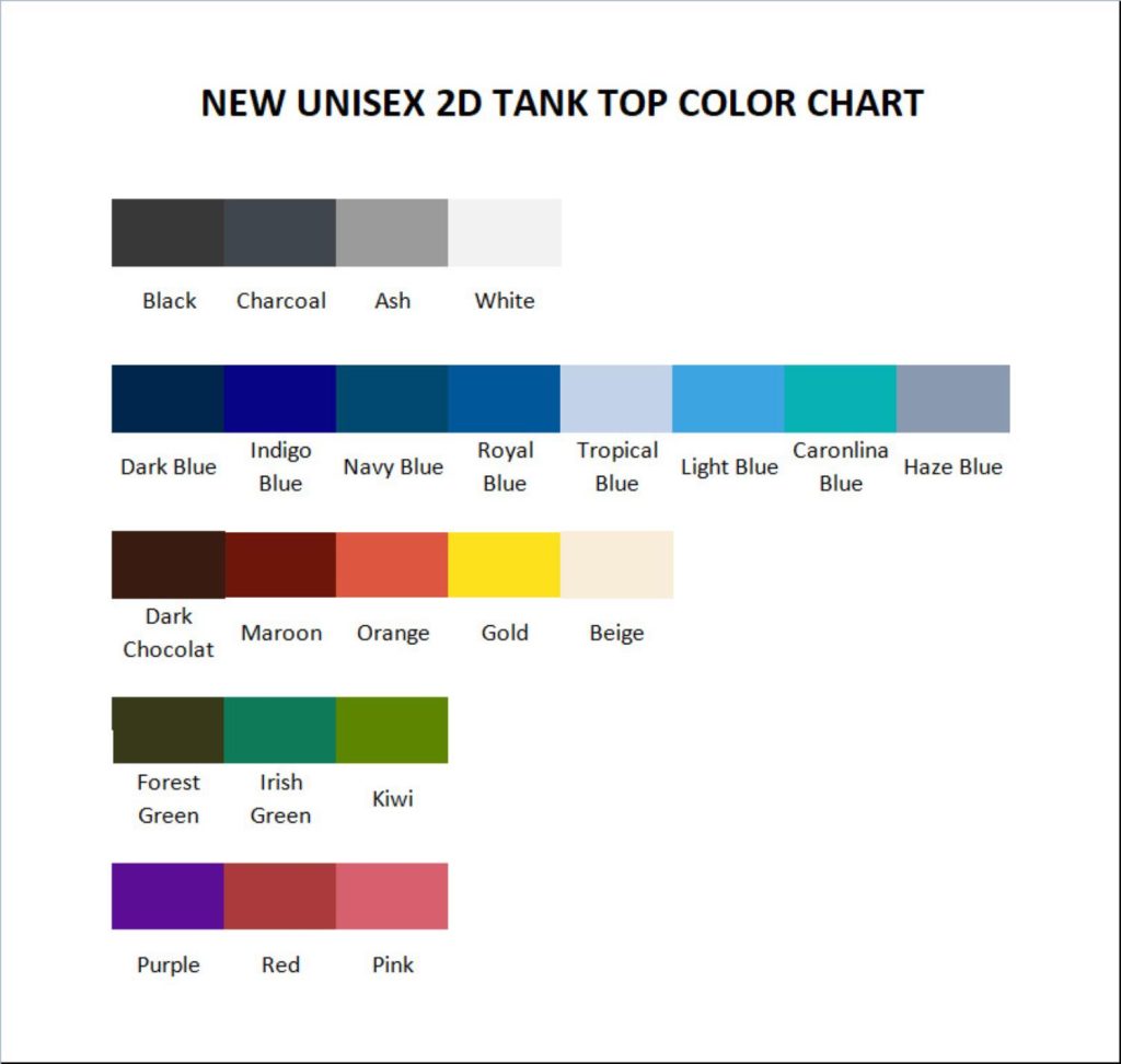 tank top color chart - God Of War Merch