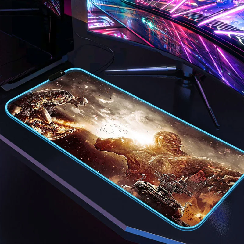 God of War Mouse Pad 900x400 Backlight Table Mat Led Mousepad Office Accessories Gaming Deskmat Gamer - God Of War Merch